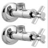 DRIZZLE Corsa Brass Angle Valve Stop Cock for Bathroom Taps, Geyser and Wash Basin Connection (Silver, Chrome Finish, 2-Pieces) view 1