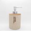 TOTO DEALS Premium Stone and Wood Unique Shape Liquid Soap Dispenser (1 Piece) (Material: Stone/Wood & Plastic, Capacity: 450ml, Colour: Sand) view 2
