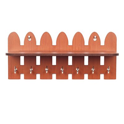 Sehaz Artworks GardenFence-Brown-KeyHolder Wooden Key Holder (7 Hooks)