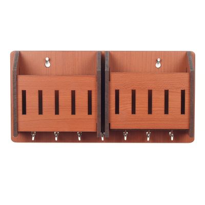 Sehaz Artworks Wooden Key Holder for Home | Key Stand | Key Holder for Wall | Key Chain Holders for Wall (7 Hooks, MDF Brown)