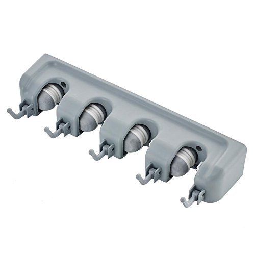 MURTISIDDH Mop and Broom Holder, Multipurpose Wall Mounted Organizer Storage Hooks, Ideal Broom Hanger for Kitchen Garden and Garage (4 Position 5 Hooks)