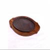 Simran Handicrafts Wood Oval Base Sizzler Plate with Dish - 1 Pc, Brown view 1