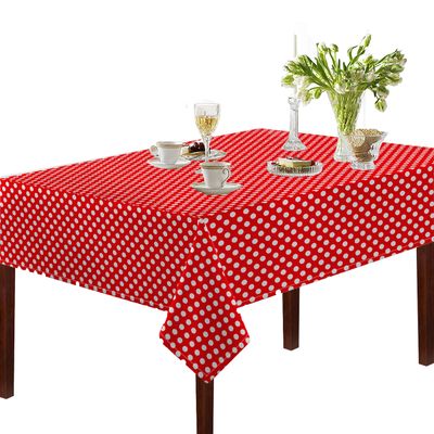 Oasis Home Collection Cotton Printed Table Cloth - 6 Seater - Red