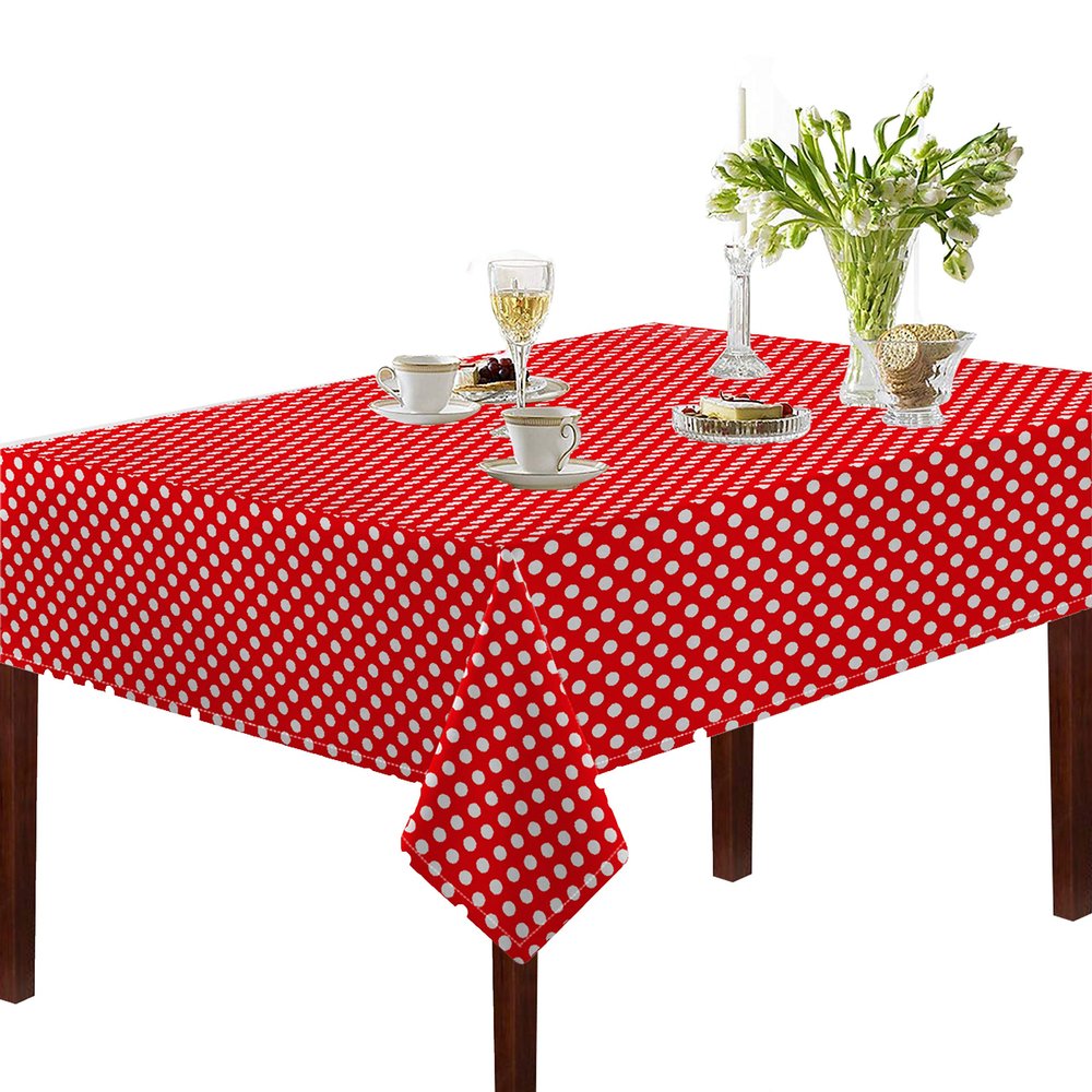 Oasis Home Collection Cotton Printed Table Cloth - 6 Seater - Red