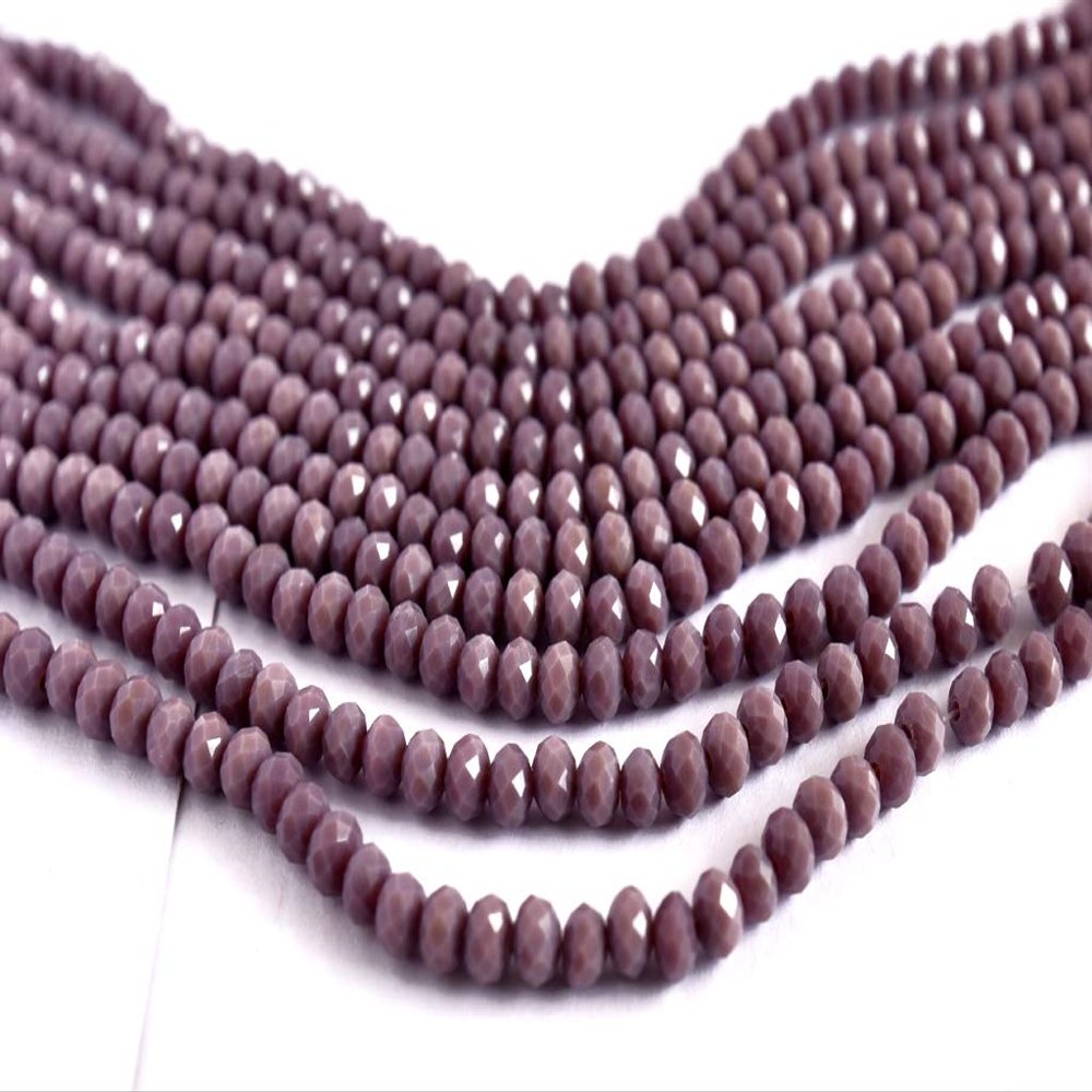 The Design Cart Purple Opaque Tyre/Rondelle Faceted Crystal Beads (6 mm) (1 String) for Jewellery Making, Beading, Embroidery, Art and Craft