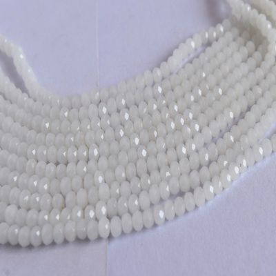 The Design Cart Translucent White Opaque Tyre/Rondelle Shaped Crystal Beads (4 mm) 1 Line for Jewellery Making, Beading, Arts and Crafts and Embroidery.