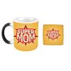 YaYa cafe Mothers Day Gifts, Super Mom Magic Mug for Mother, Coaster Combo Set of 2 | Mom Birthday Gifts - Black view 1
