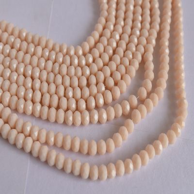 The Design Cart Peach Opaque Tyre/Rondelle Shaped Crystal Beads (2 mm) 1 Line for Jewellery Making, Beading, Arts and Crafts and Embroidery.