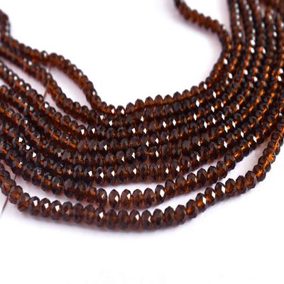 The Design Cart Dark Brown Transparent Tyre/Rondelle Crystal Beads (14 mm) (1 String) for Jewellery Making, Beading, Embroidery, Art and Craft
