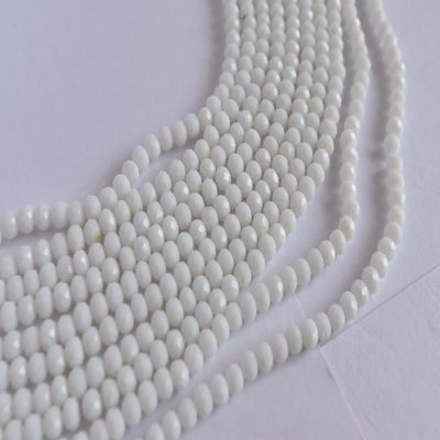The Design Cart White Opaque Tyre/Rondelle Shaped Crystal Beads (2 mm) 1 Line for Jewellery Making, Beading, Arts and Crafts and Embroidery.