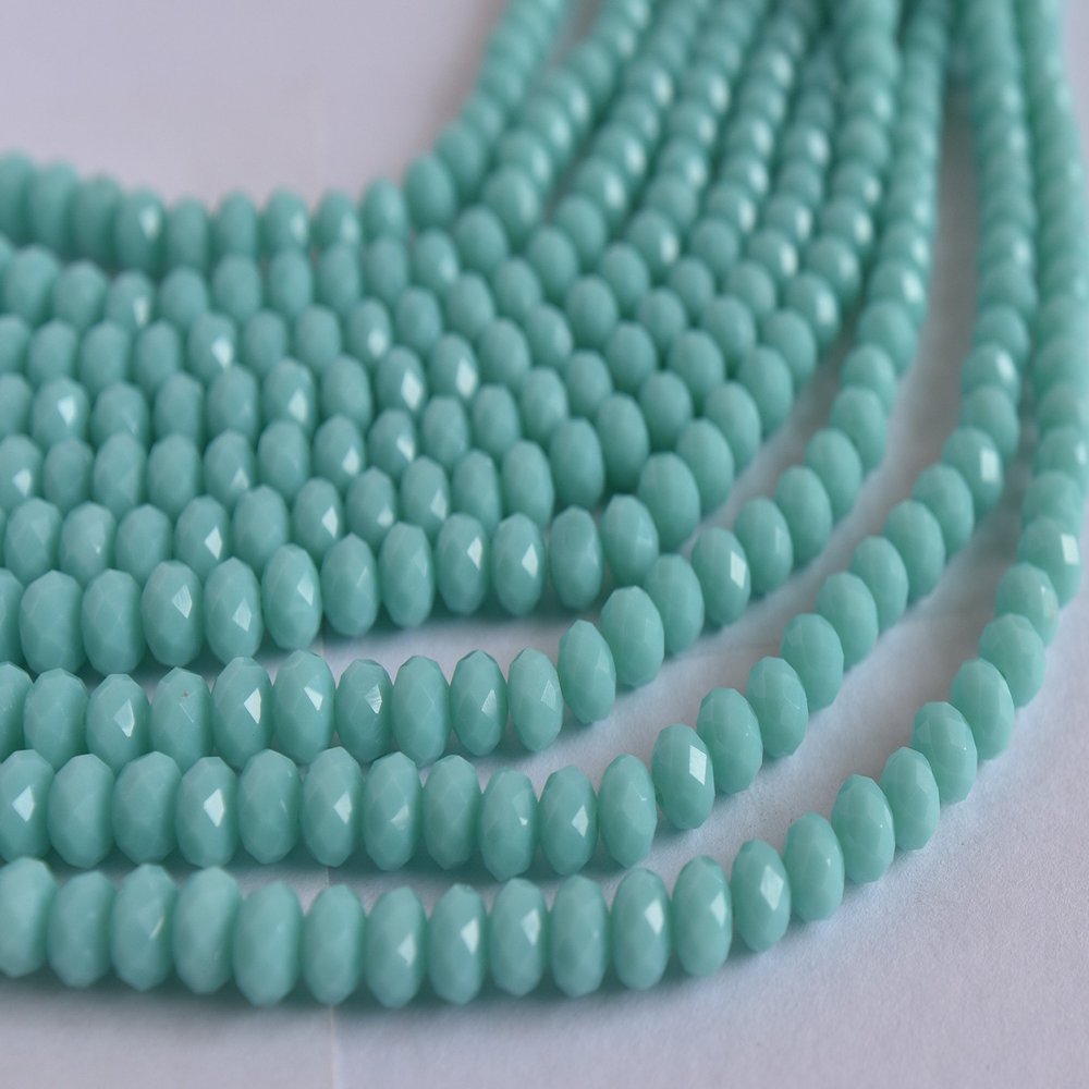 The Design Cart Light Sea Green Opaque Tyre/Rondelle Shaped Crystal Beads (2 mm) 1 Line for Jewellery Making, Beading, Arts and Crafts and Embroidery.