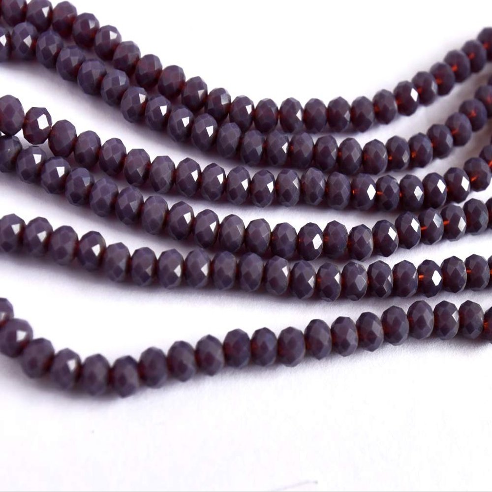 The Design Cart Deep Purple Opaque Tyre/Rondelle Faceted Crystal Beads (2 mm) (1 String) for Jewellery Making, Beading, Embroidery, Art and Craft