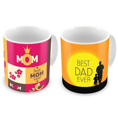exciting Lives Fathers Day Mug Set of 2 - Gift for Father's Day, Birthday, Anniversary, Gift for Father, Dad, Papa, Father-in-Law, Daddy (Best Mom, Best Dad)
