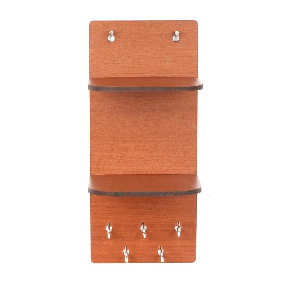 Sehaz Artworks Vertical 2-Shelf MDF Key Holder (Size: 25 cm x 11 cm x 0.3 cm, Color: Brown)