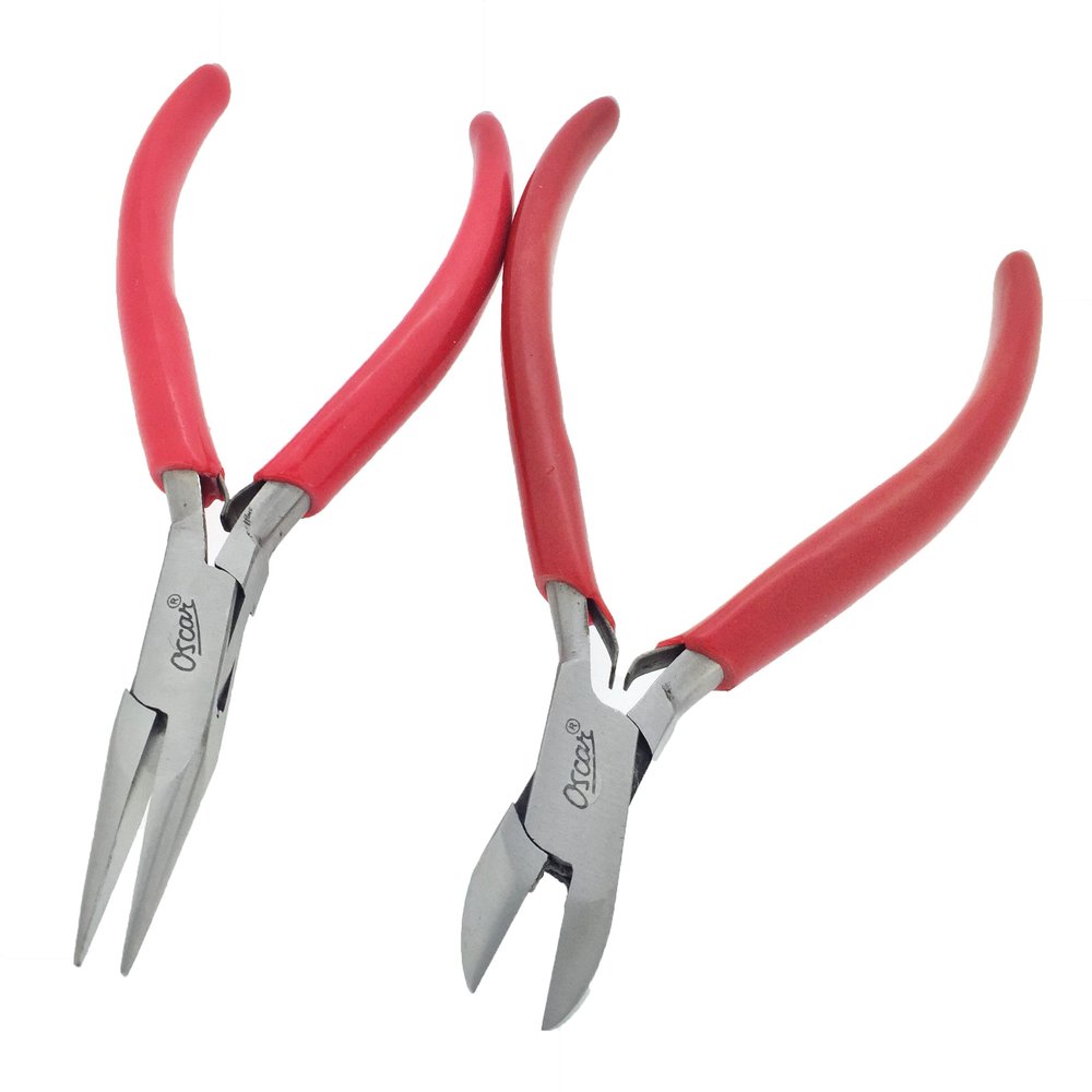 OSCAR Diagonal Side Flush Cable Cutter Cutting Copper Wire Shears Pliers & Half Round Nose Beading Wrapping Jewellery Tools