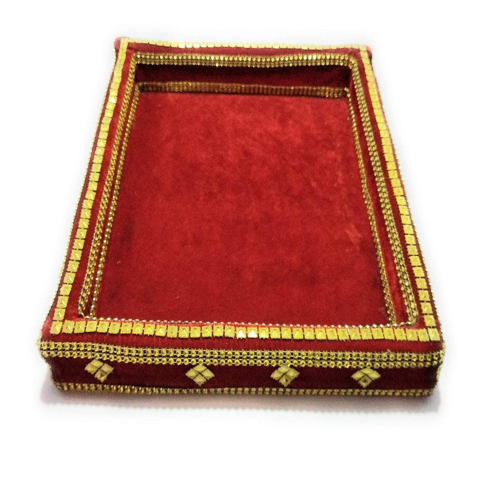 Smart Creations Decorative Rustic Red Wooden Square Gift Tray, Size 12 Inches