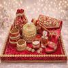 Smart Creations Wood Saree Decorative Or Gift Packing Tray, Rectangular (Pink) view 2