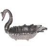 Saudeep India Trading Corporation Oxidize Metal Decorative Swan Bowl Tray Set with Spoon Showpiece, 10x9x10cm(White) view 2