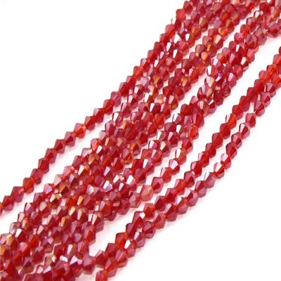 The Design Cart Maroon Transparent Bicone Crystal Beads (4 mm) (1 String) for Jewellery Making, Beading, Embroidery, Art and Craft