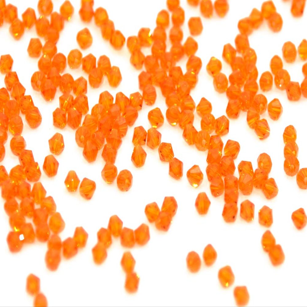 The Design Cart Orange Bicone Crystal Beads (4 mm) 1 String for Jewellery Making, Beading, Arts and Crafts and Embroidery.