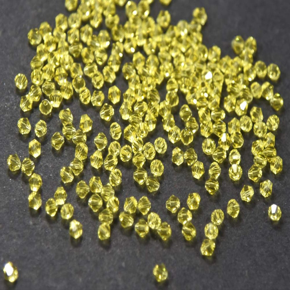 The Design Cart Yellow Bicone Crystal Beads (3 mm) 1 String for Jewellery Making, Beading, Arts and Crafts and Embroidery.