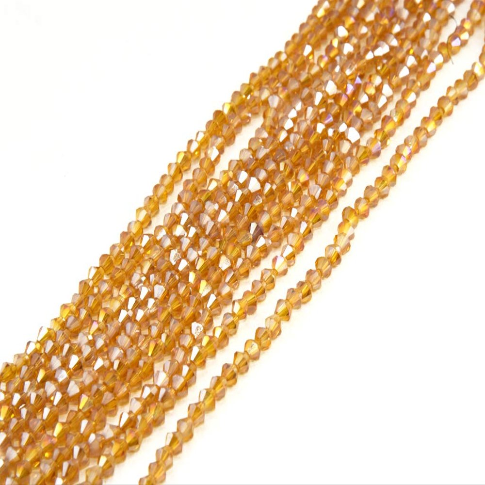 The Design Cart Brown Rainbow Transparent Bicone Crystal Beads (4 mm) (1 String) for ? Jewellery Making, Beading, Embroidery, Art and Craft