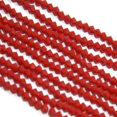 The Design Cart Opaque Red Bicone Crystal Beads (4 mm) 5 Strings for Jewellery Making, Beading, Arts and Crafts and Embroidery.