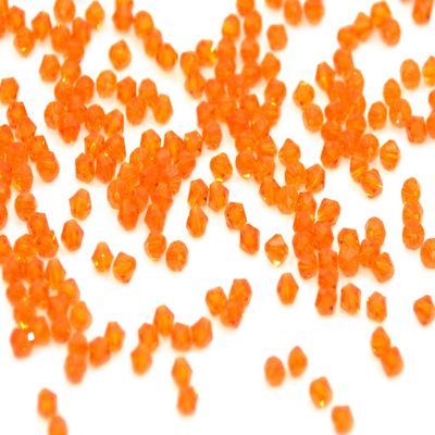 The Design Cart Orange Bicone Crystal Beads (3 mm) 1 String for Jewellery Making, Beading, Arts and Crafts and Embroidery.