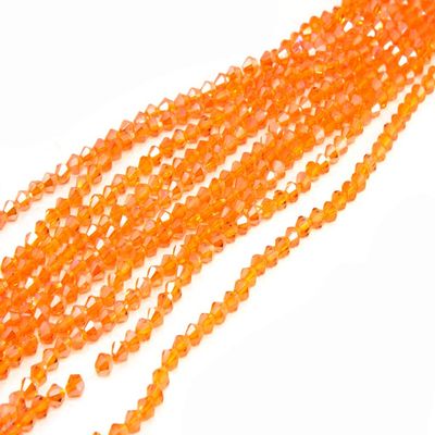 The Design Cart Orange Transparent Bicone Crystal Beads (4 mm) (5 Strings) for ? Jewellery Making, Beading, Embroidery, Art and Craft