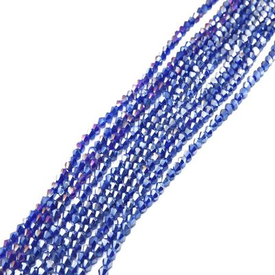 The Design Cart Blue Rainbow Transparent Bicone Crystal Beads (4 mm) (1 String) for Jewellery Making, Beading, Embroidery, Art and Craft