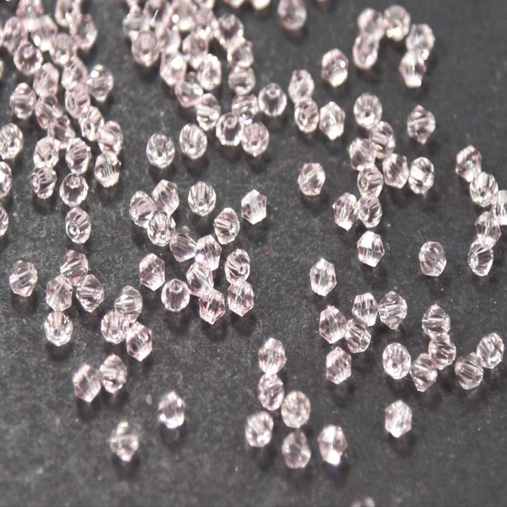 The Design Cart Baby Pink Bicone Crystal Beads (3 mm) 1 String for Jewellery Making, Beading, Arts and Crafts and Embroidery.