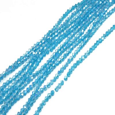 The Design Cart Aqua Blue Transparent Bicone Crystal Beads (4 mm) (5 Strings) for ? Jewellery Making, Beading, Embroidery, Art and Craft