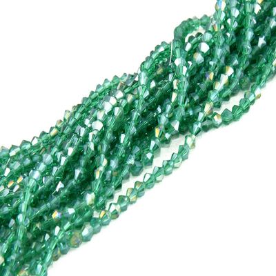The Design Cart Green Rainbow Transparent Bicone Crystal Beads (4 mm) (1 String) for Jewellery Making, Beading, Embroidery, Art and Craft