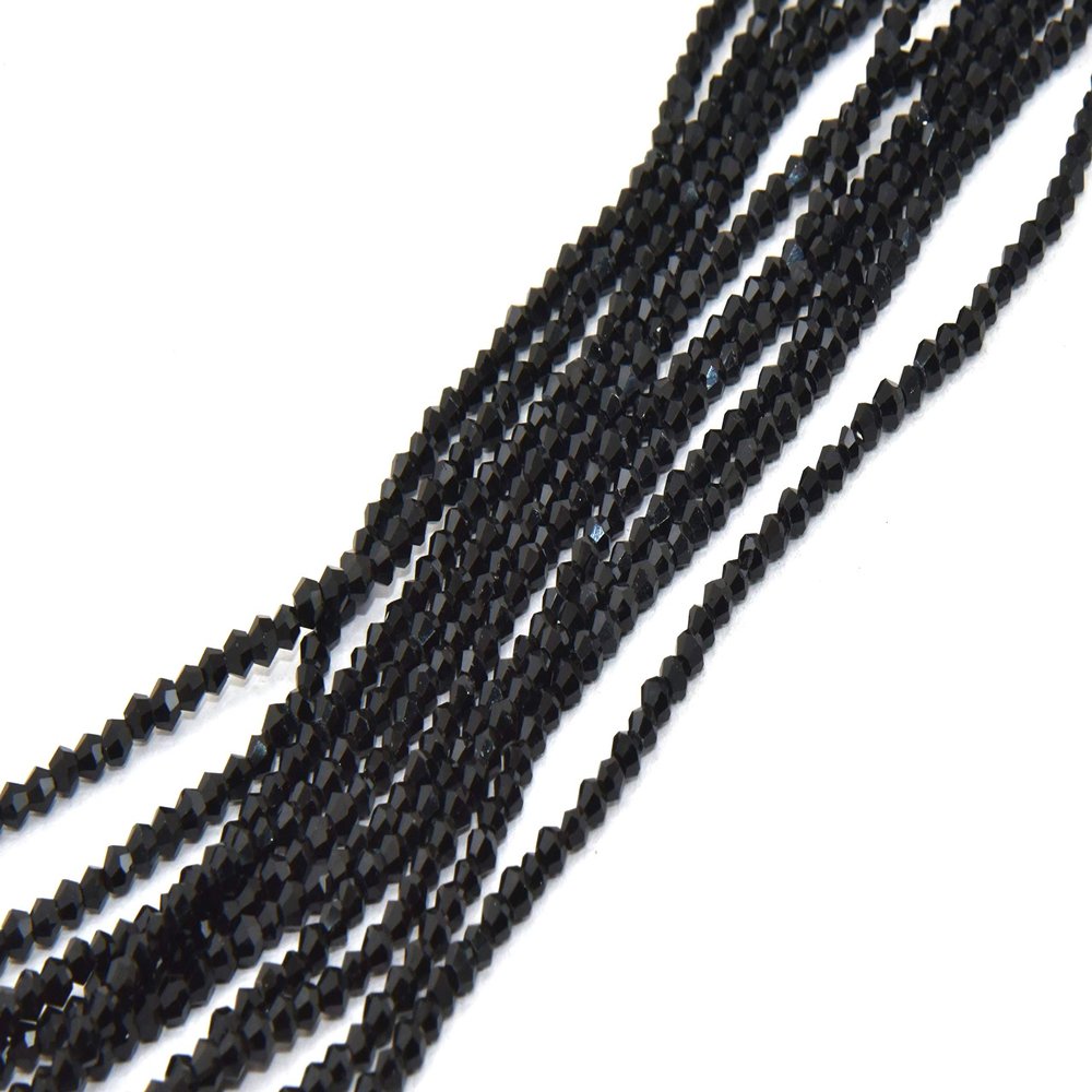 The Design Cart Black Opaque Bicone Crystal Beads (4 mm) (1 String) for Jewellery Making, Beading, Embroidery, Art and Craft