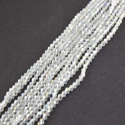 The Design Cart White Transparent Rainbow Bicone Crystal Beads (4 mm) (5 Strings) for Jewellery Making, Beading, Embroidery, Art and Craft
