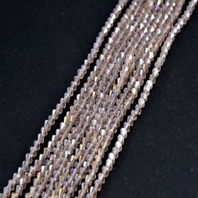 The Design Cart Baby Pink Rainbow Transparent Bicone Crystal Beads(4 mm) 1 String for Jewellery Making, Beading, Arts and Crafts and Embroidery.