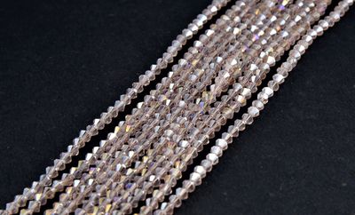 The Design Cart Baby Pink Rainbow Transparent Bicone Crystal Beads (4 mm) 5 Strings for Jewellery Making, Beading, Arts and Crafts and Embroidery.