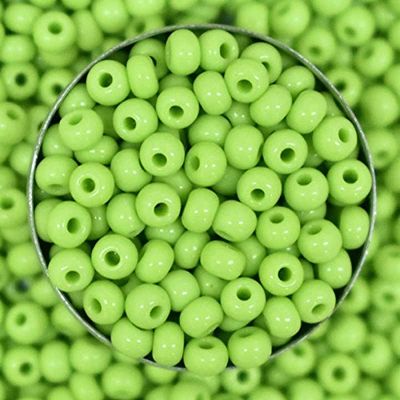 Embroiderymaterial 6/0 (4MM) Preciosa Seed Beads for Bracelet, Jewelry Making, Crafts, Hair Bidding, Pens, Mardi Gras & Embroidery (100 Gram) Light Green Color