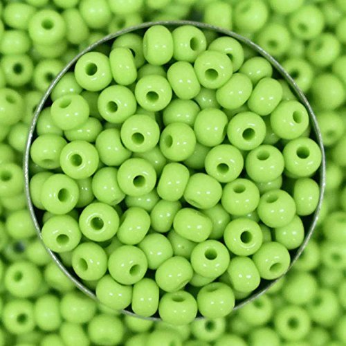 Embroiderymaterial 6/0 (4MM) Preciosa Seed Beads for Bracelet, Jewelry Making, Crafts, Hair Bidding, Pens, Mardi Gras & Embroidery (100 Gram) Light Green Color