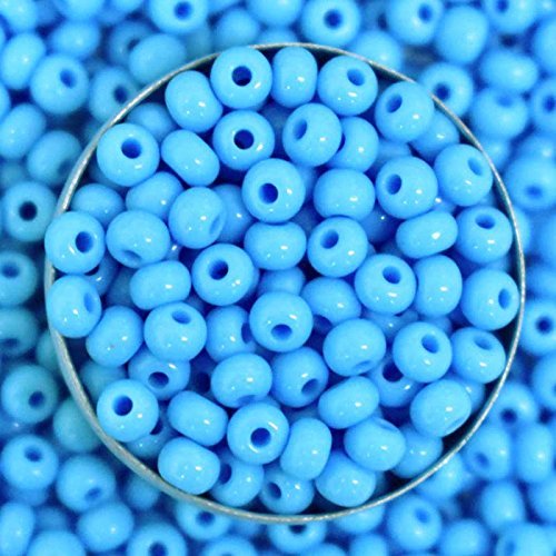 Embroiderymaterial 6/0 (4MM) Preciosa Seed Beads for Bracelet, Jewelry Making, Crafts, Hair Bidding, Pens, Mardi Gras & Embroidery (100 Gram) Sky Blue Color