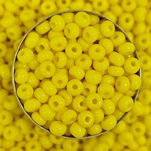 Embroiderymaterial 6/0 (4MM) Preciosa Seed Beads for Bracelet, Jewelry Making, Crafts, Hair Bidding, Pens, Mardi Gras & Embroidery (100 Gram) Lemon Yellow Color