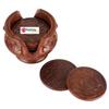 Wood Art Store Wooden Handmade Carved Set of 6 with Decorative Holder Tabletop Coasters for Tea Coffee Cups Mugs Beer Cans Bar Glass Indian Handicrafts view 3