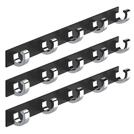 MADHULI Exclusive Dual Tone-5 Hooks Bathroom Cloth Hooks Hanger Door Wall Bedroom Bathroom Robe Hooks Rail for Hanging Keys,Clothes,Towel Hooks (Pack of 3) Cashew