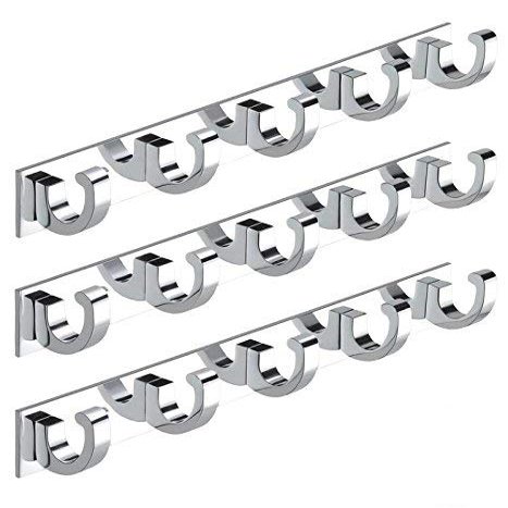 MADHULI Exclusive High Glossy-5 Hooks Bathroom Cloth Hooks Hanger Door Wall Bedroom Bathroom Robe Hooks Rail for Hanging Keys,Clothes,Towel Hooks (Pack of 3) Cashew