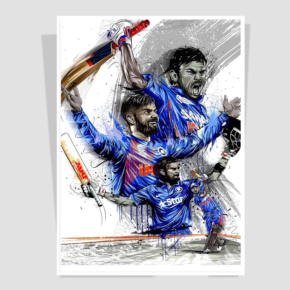 Art Bundle The Virat Kohli Cricketer Unframed Poster for Wall Decor (Paper; 12 x 18-inch)