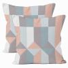 Encasa XO Cushion Covers - Printed Cotton Twill Fabric - 40x40 cm - 16"x16" - Blocks - Pack of 2 view 1