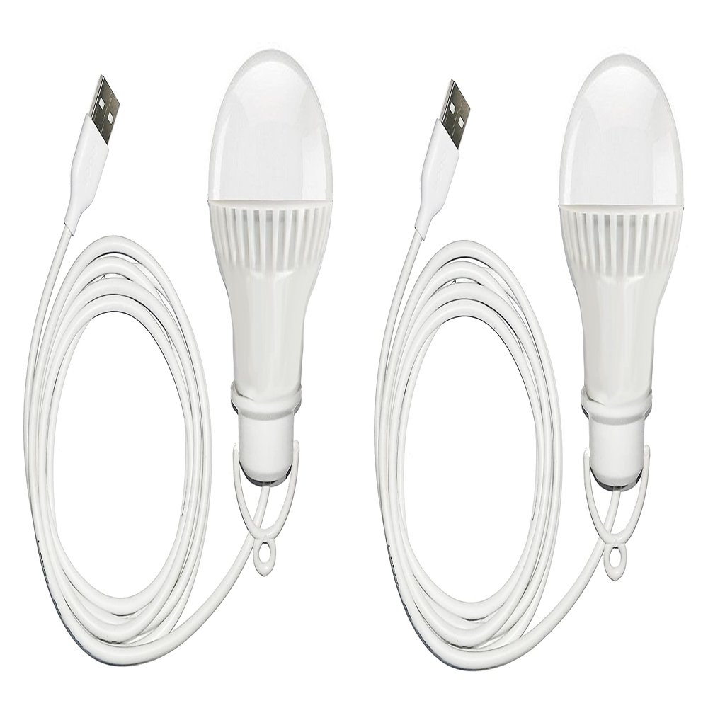 Saish Solutions Bright USB LED Bulb of 5 volts 6 Watts, along with 6 Feet long cable (Pack of 2)