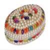 Jaipuri Craft Oval Handicraft Decorative Jewellery and Sindoor Box (Gold and White, 11 cm x 7.5 cm x 5 cm, Jcraft003) - Pack of 2 view 4