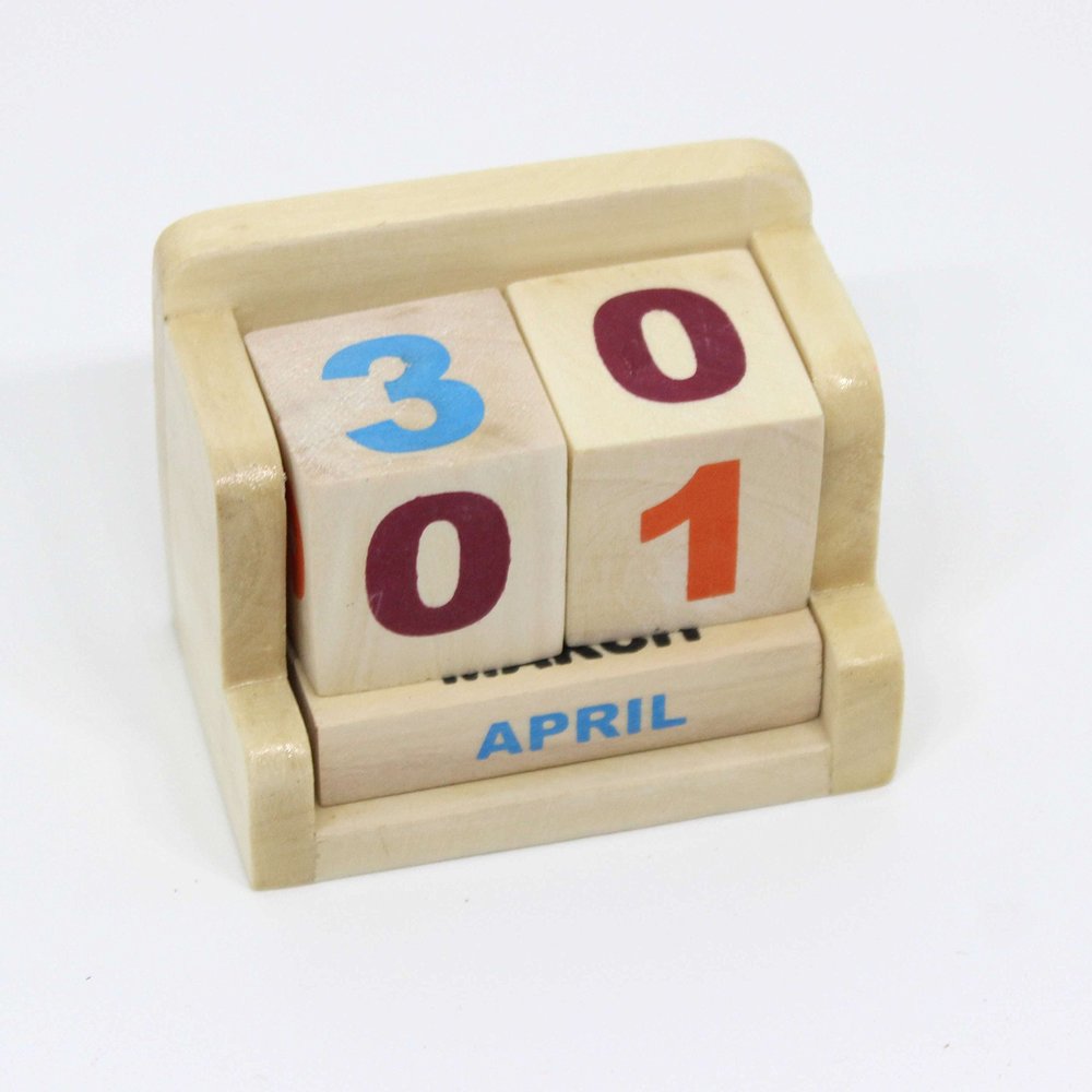 IVEI Wooden Perpetual Desk Calendar - Wooden Perpetual Calendar Set for Desk Decor, Study Room, Office, School, Home - Sustainable Calendar, New Year/Xmas gift