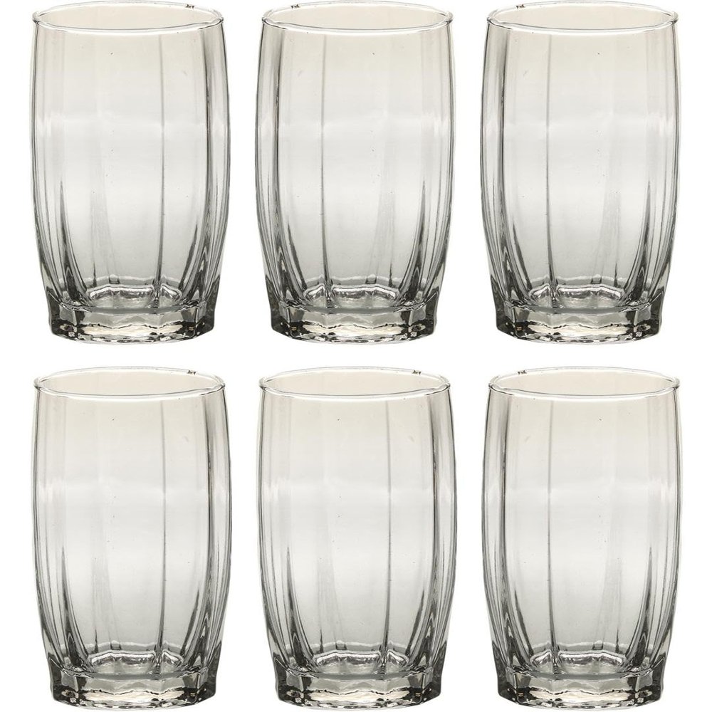 AFAST Clear Elegance: Timeless Glass Designs for Every Occasion, 400 ml, Capacity, Pack of 6, Size: 14.5 X 7 X 7 CM